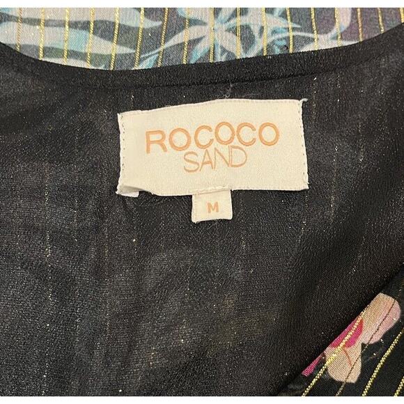 Rococo Sand Maxi Dress V-Neck Ruffles Black Long Sleeve Handmade Size Medium - Picture 9 of 10